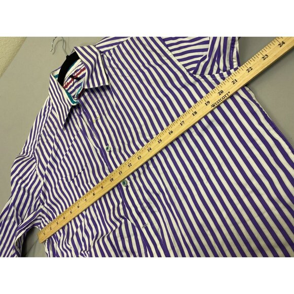 Robert Graham X White Purple Stripe Long Sleeve Button Up Shirt Men Large Cotton - Picture 12 of 13